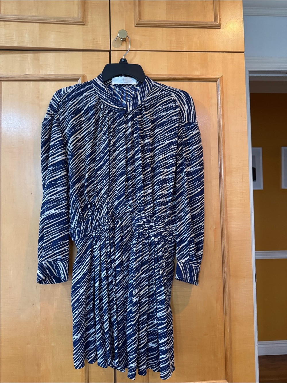 Black and White Printed Pleated Women's Dress